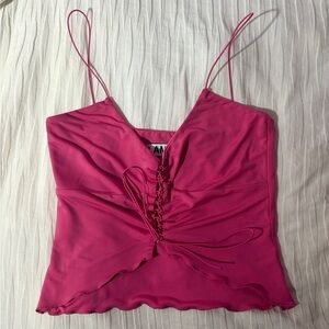 I.AM.GIA Pink Lace-Up Camisole